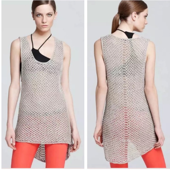 Helmut Lang Tops - Helmut Lang Tucked Linen Scoop Neck Open Knit Tank